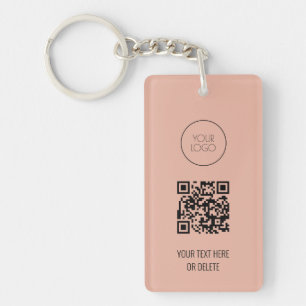 QR Code Business Logo Professional Pink and Black Key Ring
