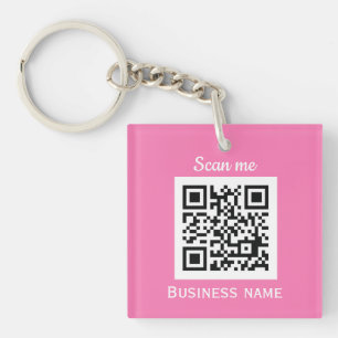 QR Code Business Logo Professional Pink Girly Key Ring