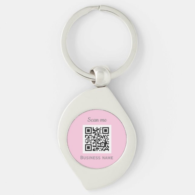 QR Code Business Logo Professional Pink Girly Key Ring (Front)