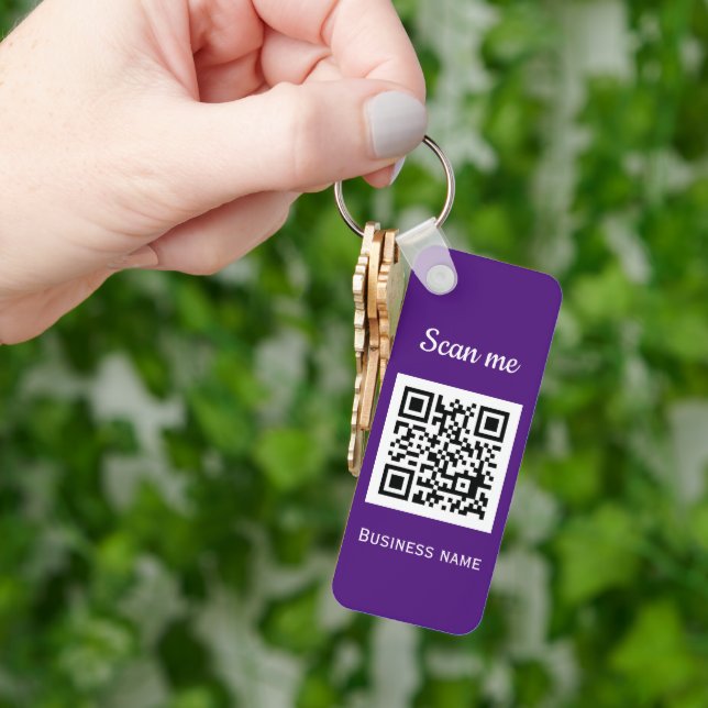 QR Code Business Logo Professional Purple Modern Key Ring (Hand)