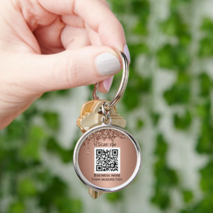 QR Code Business Logo Professional Rose Gold Key Ring