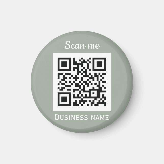 QR Code Business Logo Professional Sage Green Magnet (Front)
