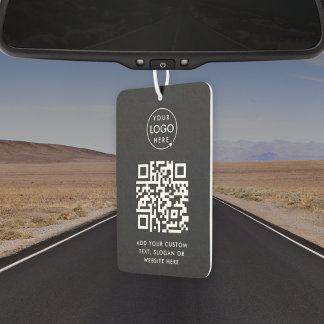 QR Code | Business Logo Professional Simple Black Car Air Freshener