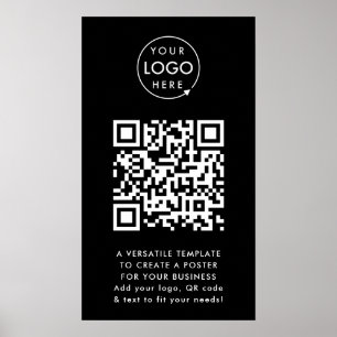 QR Code Business Logo Professional Simple Black Poster