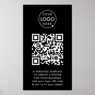 QR Code   Business Logo Professional Simple Black Poster