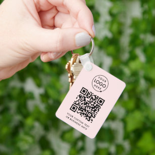 QR Code   Business Logo Professional Simple Pink Key Ring