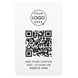 QR Code   Business Logo Professional Simple White Magnet