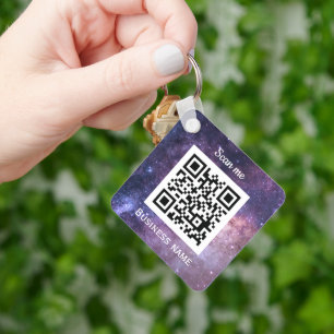 QR Code Business Logo Professional Space Galaxy Key Ring
