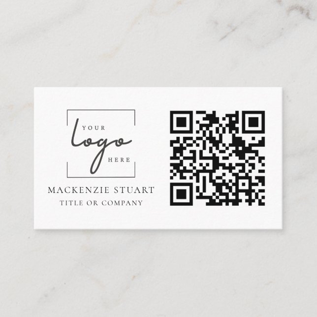 QR Code Business Logo Simple Minimal Professional  Business Card (Front)
