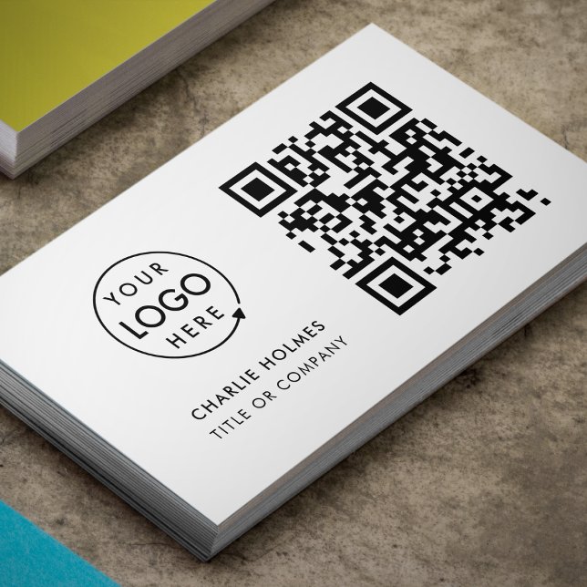 QR Code Business Logo | Simple Minimalist White Card (White QR code business card by Guava, perfect for modern entrepreneurs and professionals)
