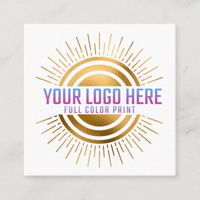 QR Code Business Logo Simple  Square Business Card (Front)