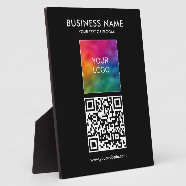 QR Code Business Logo Slogan Here Template Custom Plaque (Side)