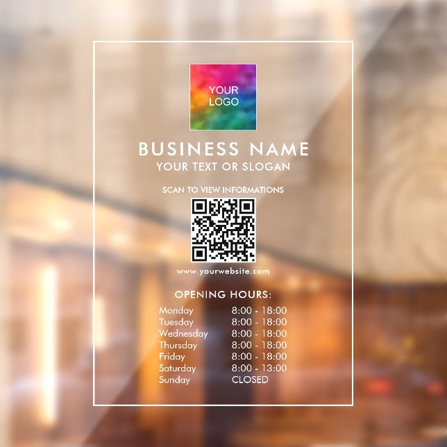 QR Code Business Logo Template Opening Hours  (Sheet 2)
