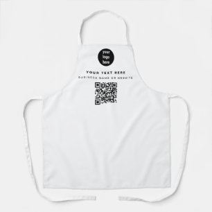 QR Code Business Logo White Minimalist Business Apron