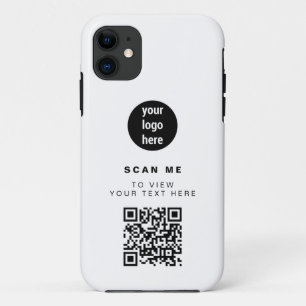 QR Code Business Logo White Minimalist Corporate  iPhone 11 Case
