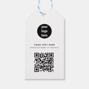QR Code Business Logo White Minimalist Corporate Gift Tags