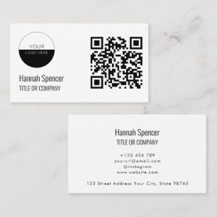 QR Code Business Logo  White Modern Professional  Business Card