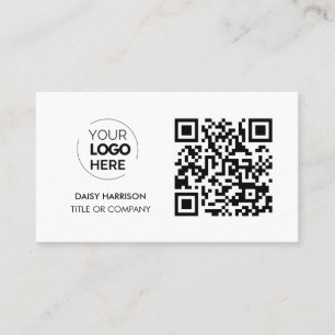 QR Code Business Logo   White Modern Professional Business Card