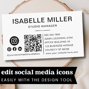 QR Code Business Logo White Modern Professional  Business Card
