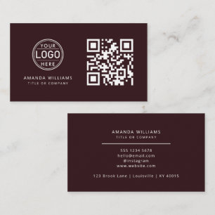 QR Code Business Logo   Wine Modern Professional  Card