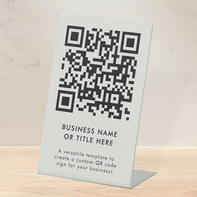 QR Code | Business Modern Minimalist Simple Grey Pedestal Sign (Creator Uploaded)