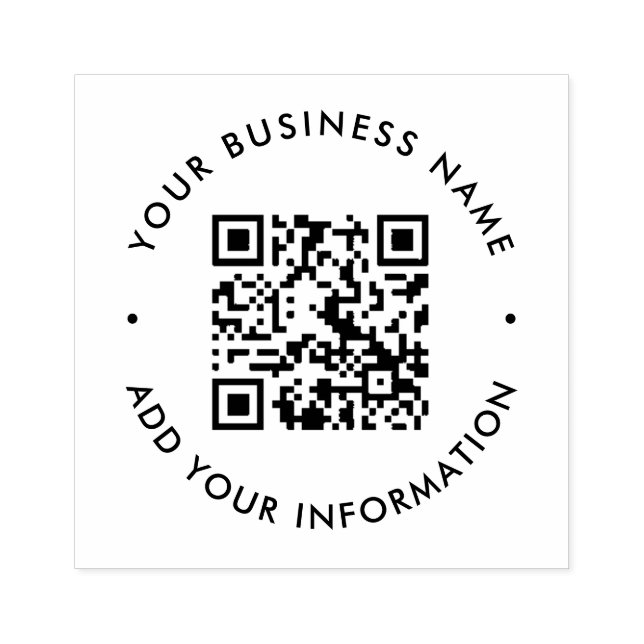 QR Code | Business Modern Minimalist Simple Round  Rubber Stamp (Imprint)