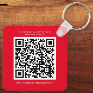 QR Code Business Monogram Logo Red Black White Key Ring