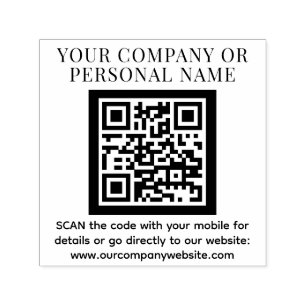 QR CODE business name custom text modern Self-inking Stamp