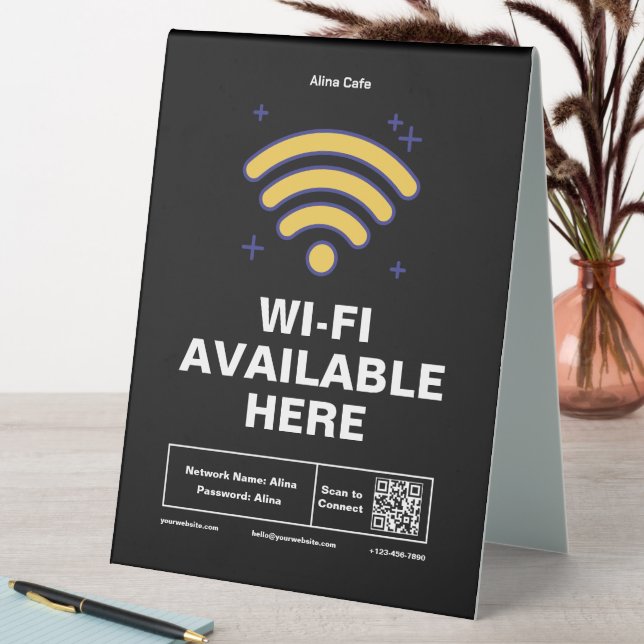Qr Code Business Name Minimal wifi Details  (In SItu (Table))