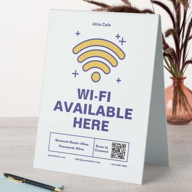Qr Code Business Name Minimal wifi Details  (In SItu (Table))