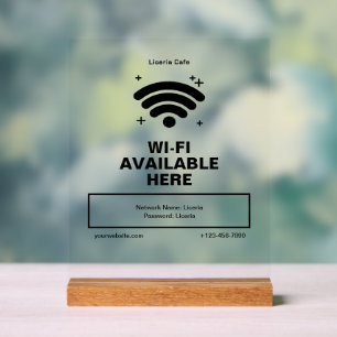 Qr Code Business Name Minimal wifi Details Acrylic Sign