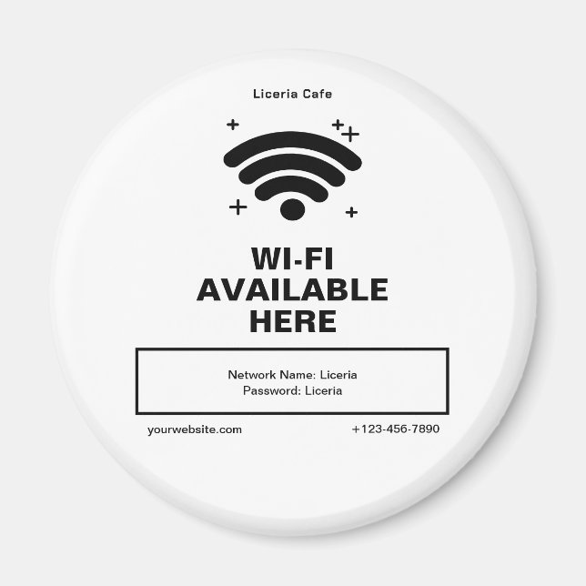 Qr Code Business Name Minimal wifi Details Magnet (Front)