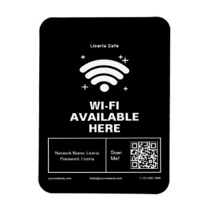 Qr Code Business Name Minimal wifi Details Magnet