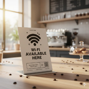 Qr Code Business Name Minimal wifi Details Pedestal Sign