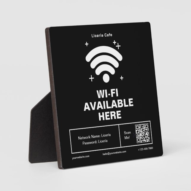 Qr Code Business Name Minimal wifi Details Plaque (Front)