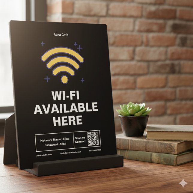 Qr Code Business Name Minimal wifi Details  Plaque (Creator Uploaded)