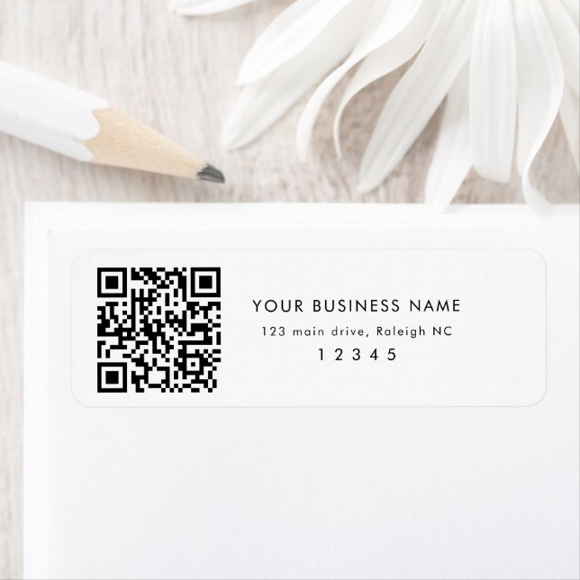 QR Code  Business Name Return Address Label (Insitu)