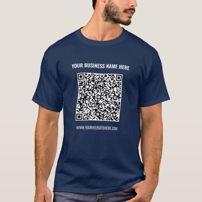 QR Code Business Name Website Promotional T-Shirt (Front)