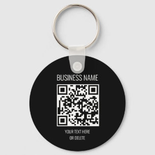 QR Code Business Professional Black White Circle Key Ring