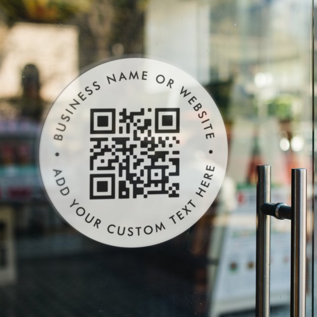 QR Code | Business Professional Grey Round Window  (Interactive editable QR code window cling signs to promote your business, products or services.)