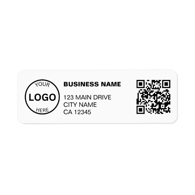 QR Code business Return Address Professional Logo Label (Front)