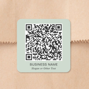 QR Code Business Sage Green Square Sticker