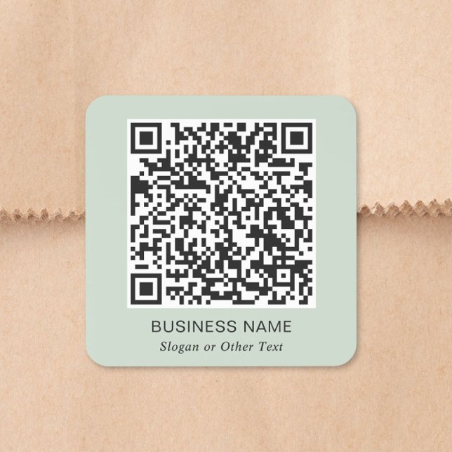 QR Code Business Sage Green Square Sticker (QR Code Business Sage Green Square Sticker)
