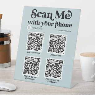 QR code business sign, Modern typography scannable Pedestal Sign
