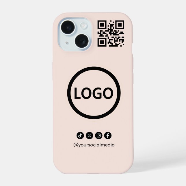 QR Code Business Social Media Blush iPhone 15 iPhone 15 Case (Back)
