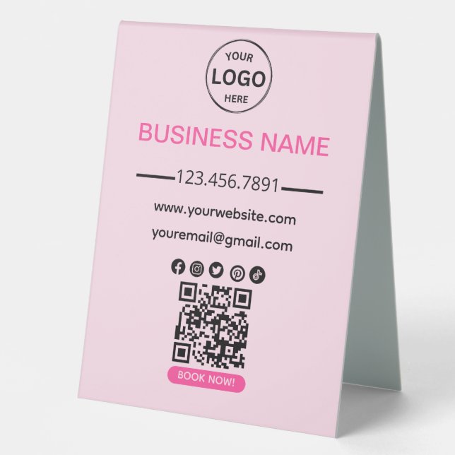 Qr Code Business Spa Logo Social Media Pink (Front)