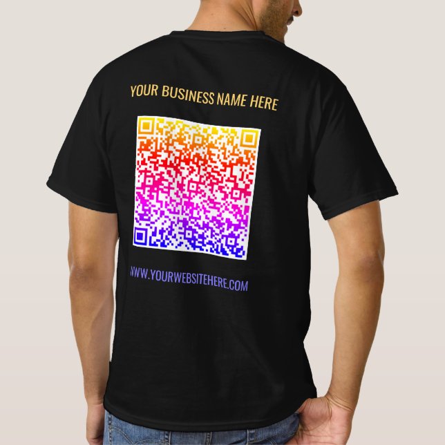 QR Code Business T-Shirt Custom Text and Colours (Back)