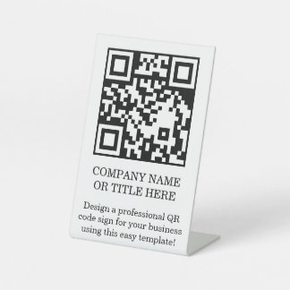 QR Code Business Tabletop Pedestal DIY Sign
