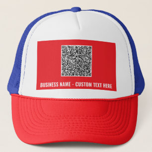 QR Code Business Trucker Hat Custom Text and Colou