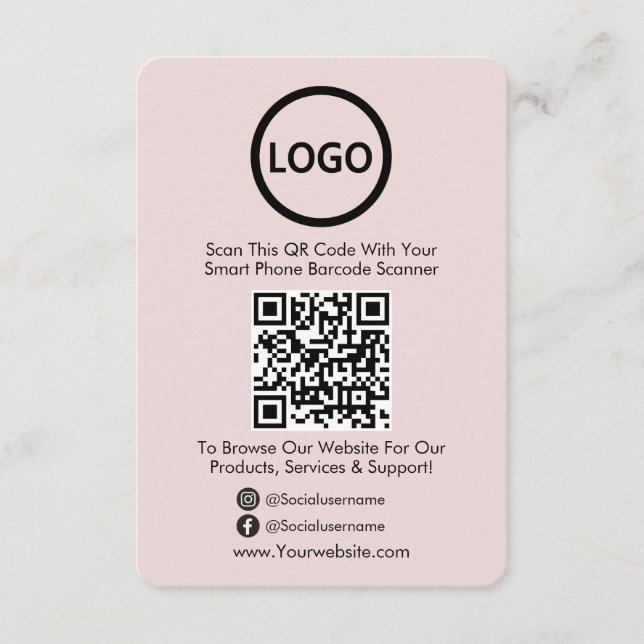 QR Code Business Website Scan Me Social Media Enclosure Card (Front)